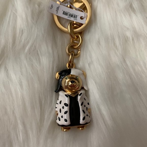 COACH x DISNEY 101 Dalmatian Cruella DeVil 3D Teddy Bear Key Ring LIMITED - Picture 1 of 2